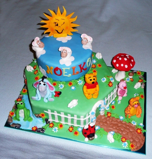 Svadobné torty » Torta Detská torta  zvieratká a macko Pooh pre chlapca a dievča