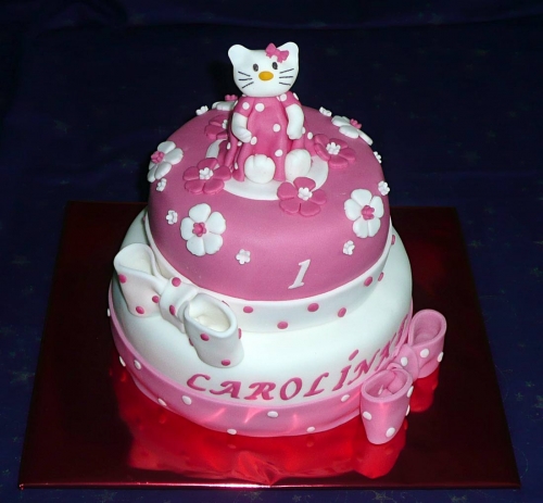 Svadobné torty » Torta Narodeninová torta Hello Kitty s kvetmi pre dievča Carolinku