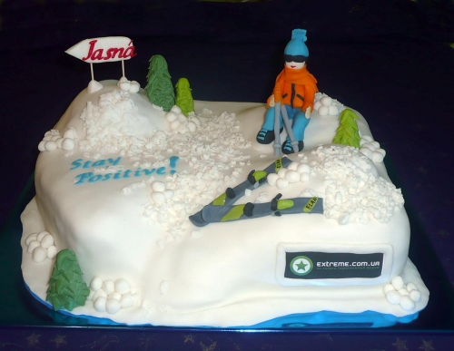 Športové torty » Torta Firemná torta, lyžiar na torte, stredisko  Ski Jasná, torty pre lyžiarov