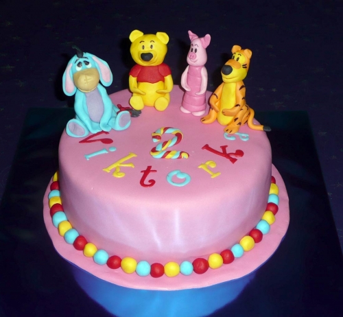 Svadobné torty » Torta Torta Macko pu, oslík, prasiatk a tiger, torty pre deti, narodeninová torta pre dievča