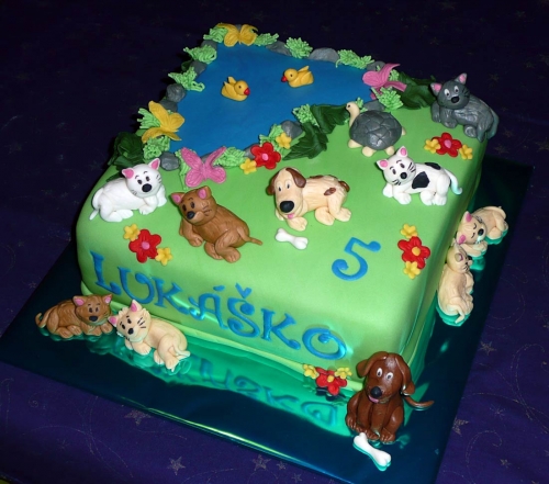 Svadobné torty » Torta Torta mačky, detská torta pre Lukáška 5 rokov
