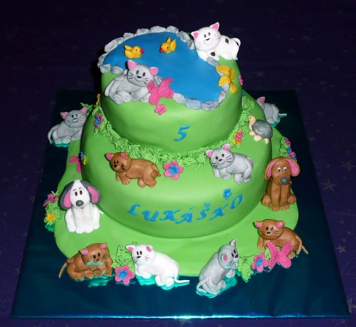Svadobné torty » Torta Mačičky a psíkovia