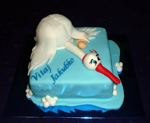 Krstinové torty » Torta Torta pre chlapca Jakubka, krstinová torta s bocianom