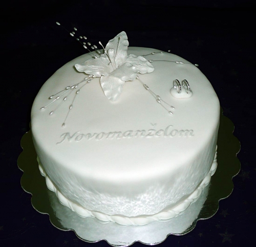 Svadobné torty » Torta Svadobná torta novomanželom, okrúhla jednoposchodová torta
