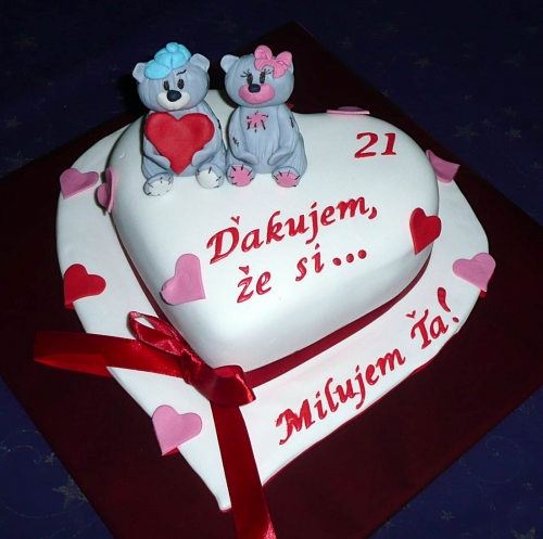 Svadobné torty » Torta Srdce s mackom