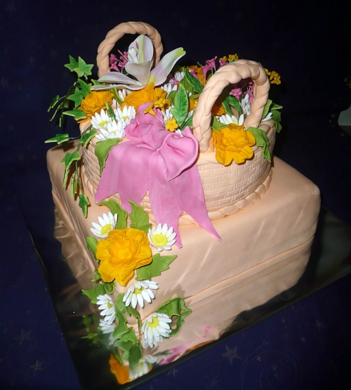 Najnovšie torty » Torta Košík s kvetmi