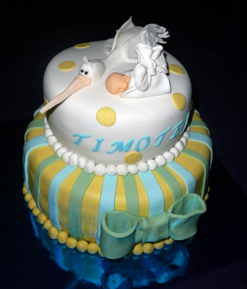 Najnovšie torty » Torta Krstinová s bocianom
