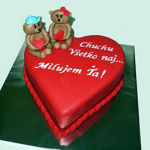 Svadobné torty » Torta Srdce s mackom