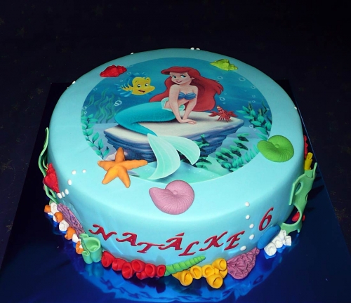 Jedlé obrazky na torty » Torta Ariel Morská panna