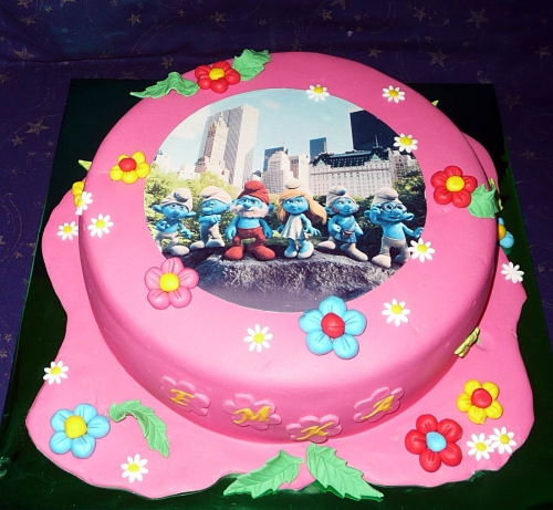Jedlé obrazky na torty » Torta Šmolkovia s obrázkom