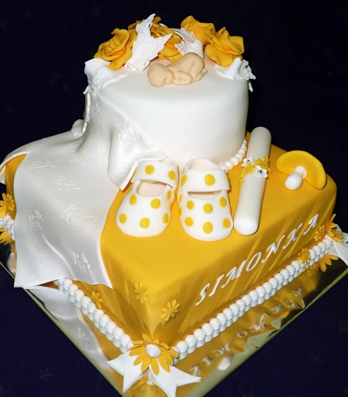 Krstinové torty » Torta Simonka, žlta torta