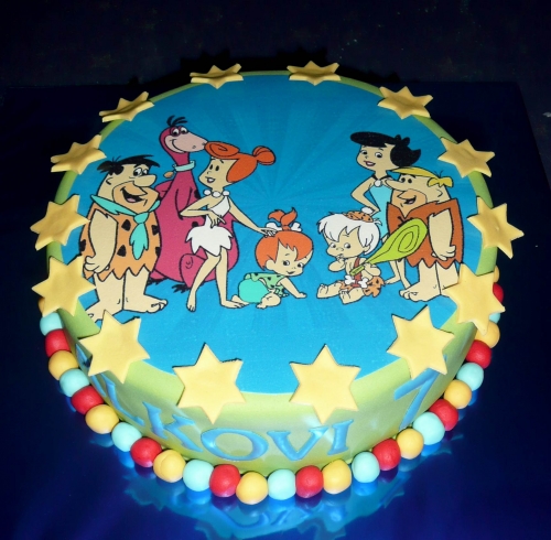 Jedlé obrazky na torty » Torta Flinstounes s fotkou