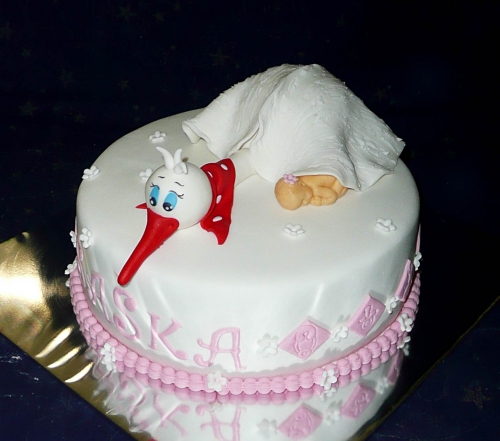 Krstinové torty » Torta Bocian na krstiny