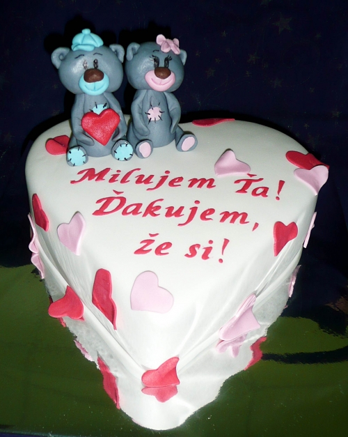 Svadobné torty » Torta Srdce s macíkom
