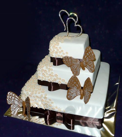 Svadobné torty » Torta Svadobná štvorcová s kvetmi