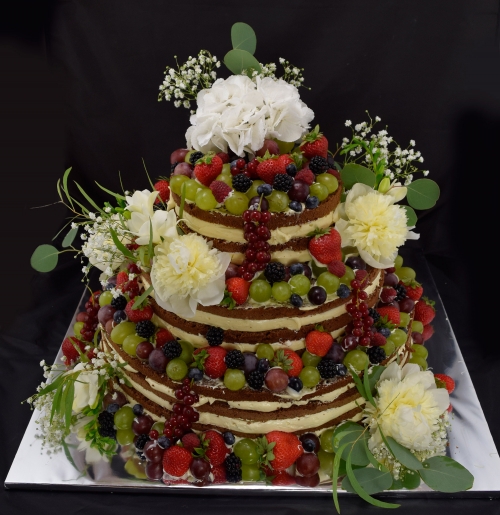 Svadobné torty » Torta Holá svadobná s kvetmi