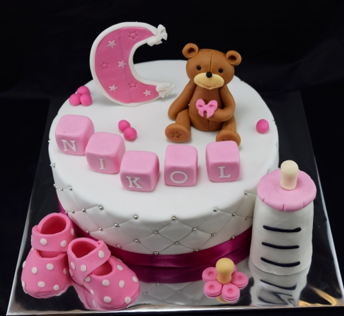 Krstinové torty » Torta Nikolke s mackom