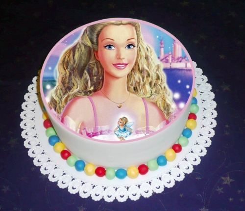 Jedlé obrazky na torty » Torta Jedlá obrázky na tortu, torty pre deti s oblátkou Barbie