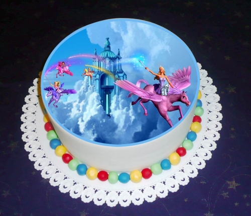 Jedlé obrazky na torty » Torta Jedlá obrázky na tortu, torty pre deti s oblátkou Barbie 8