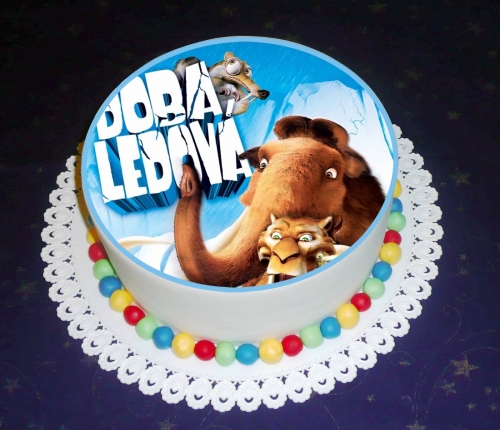Jedlé obrazky na torty » Torta Torta doba ľadová, jedlé obrázky na torty pre deti, Ice age a mamut