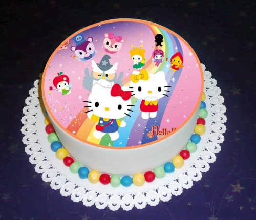 Jedlé obrazky na torty » Torta Hello Kitty a priatelia