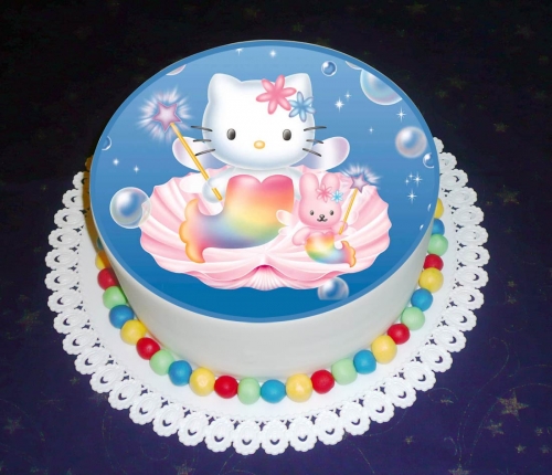 Jedlé obrazky na torty » Torta Hello Kitty v oblakoch
